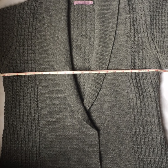 Calypso Gray Wool Chunky Knit Open Long Cardigan - Picture 6 of 8